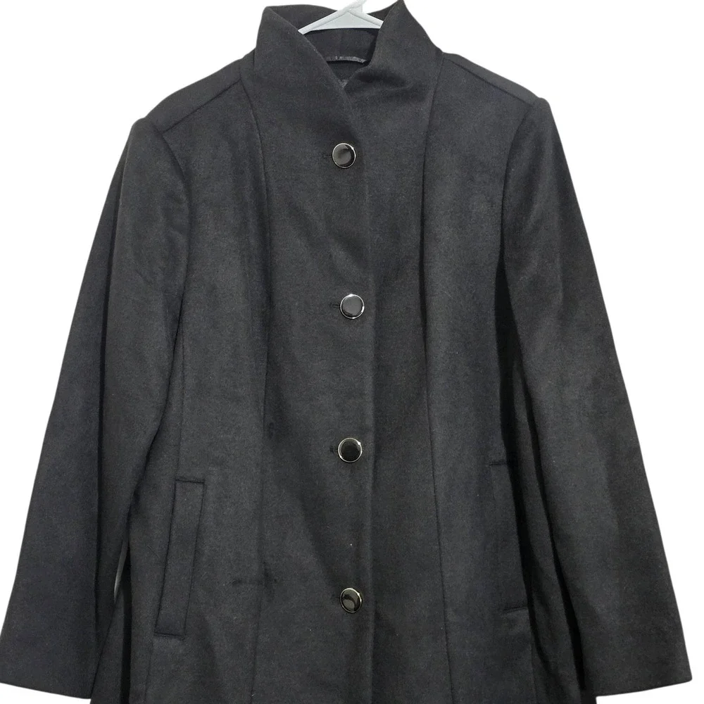 Kate Spade New York Black High Neck Wool Blend Coat Women's XL NWT - $348‎
